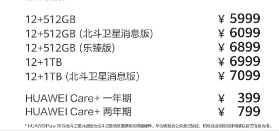 华为Pura 70北斗卫星消息版来了：12GB 512GB售价6099元 只贵了100元